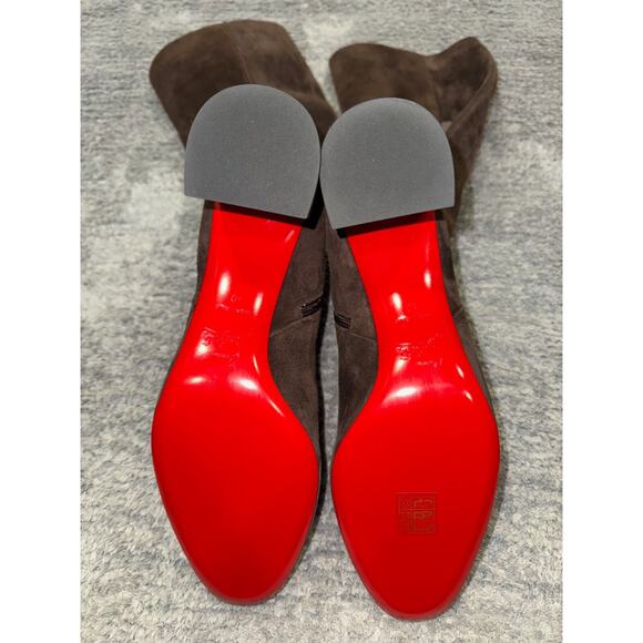 Christian Louboutin Jane Botta 55 Cosme Dark Brown Suede Knee High Heel Boot 40 - Picture 15 of 15